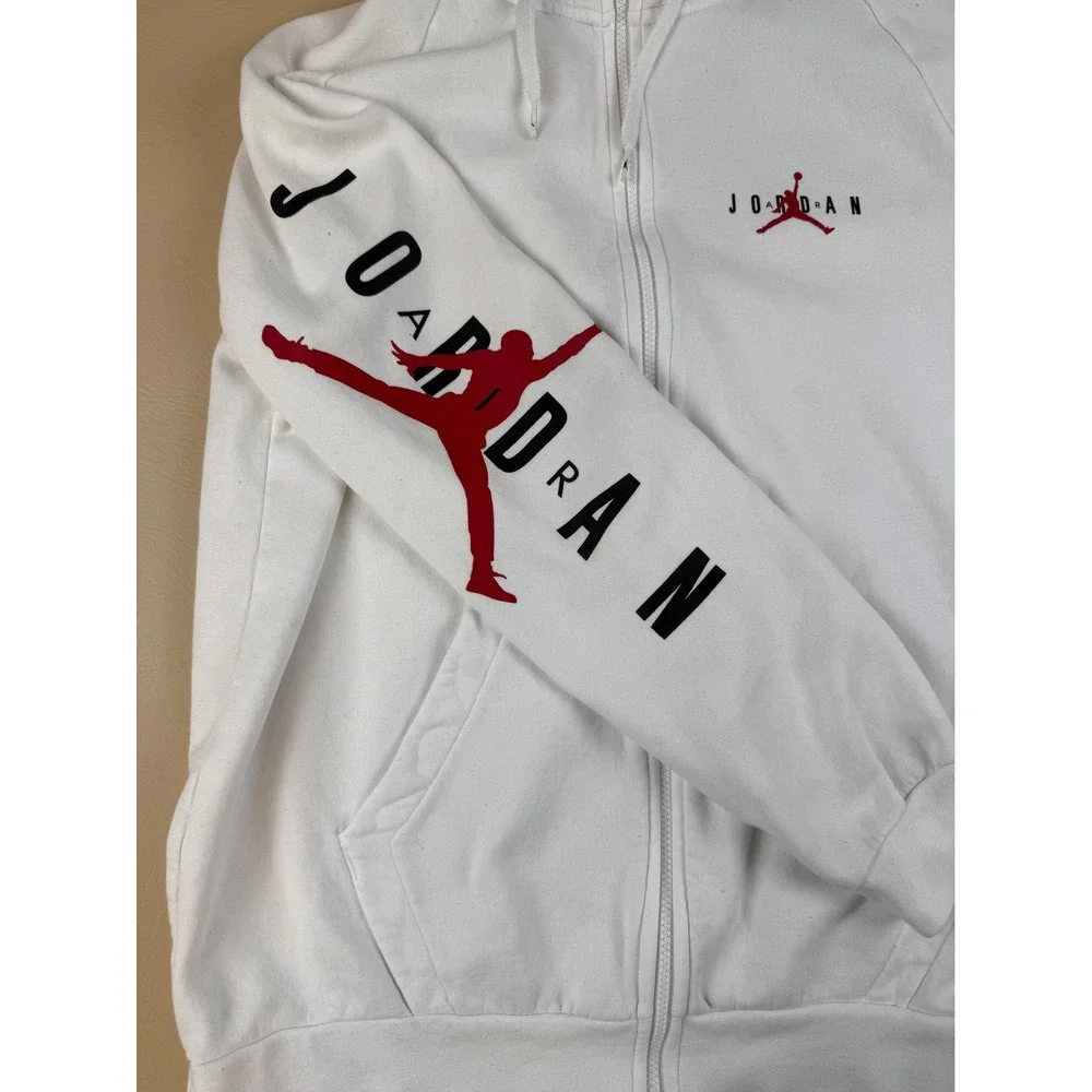 Jordan XL Full Zip Hoodie Streetwear Cotton Blend Graphic Sleeve Logo